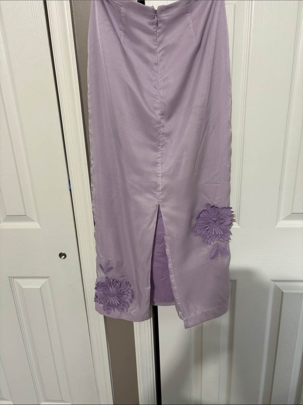 Anthropologie Lilac Floral Appliqué Slip Dress - Picture 6 of 8